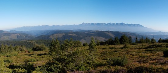 north panorama view from hillside of Bartkova in Nizke Tatry mountains in Slovakia