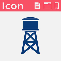 Industrial construction with water tank. Vector illustration