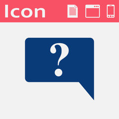 Icon of speech bubble with question mark, vector illustration