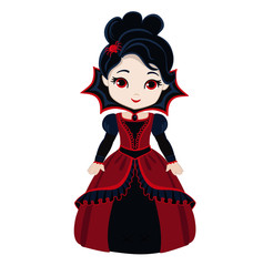 Beautiful vampire in gothic suit.Vector illustration.
