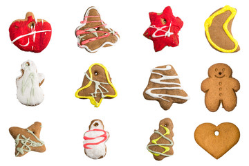 Colorful Christmas cookies isolated