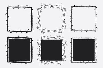 Hand drawn vector square frames for brand identity and logo design isolated on background and easy to use