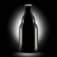 Bottle of beer or cider with clipping path isolated on black background