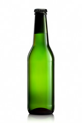 Bottle of beer or cider with clipping path isolated on white background