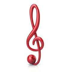 3d illustration of red music treble clef