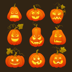 Set pumpkins for Halloween. Vector illustration