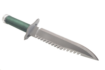 A stainless steel combat survival knife Isolated on white background