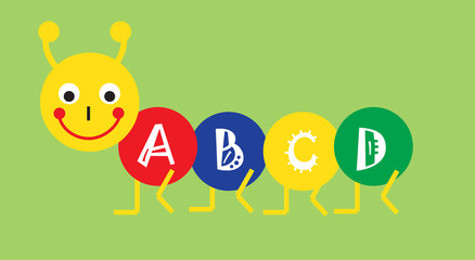 Fototapeta premium cute kids catepillar with abcd letter