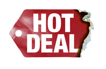 Burning label with text "hot deal"