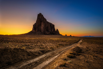 Sunset above Shiprock in New Mexico