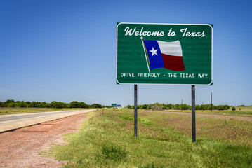 Naklejka premium Welcome to Texas State Sign