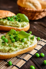 Pea spread with eggs, onion and herbs