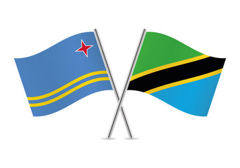 Aruba and Tanzania flags. Vector illustration.