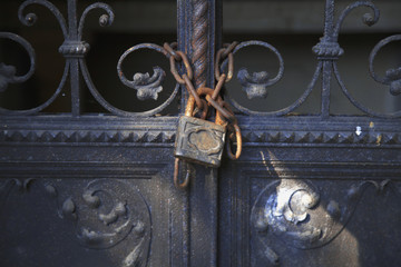 closed metal door with lock