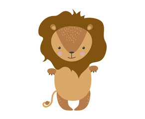Cute lion cartoon vector illustration.