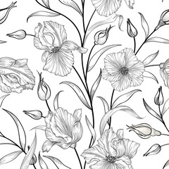 Floral seamless pattern. Flower swirl background.