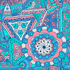 Vector flower pattern. Seamless texture, detailed   doodle  illustrations. abstract pattern in doodle style, spring floral background.