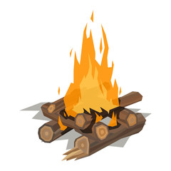 Bonfires isolated vector illustration.