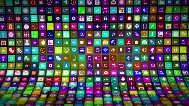 Scrolling Wall of Mobile Phone Apps Loop