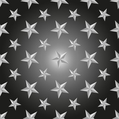 Silver stars pattern on the black background. Vector Illustration.Modern stylish abstract texture.Abstract geometric shape texture. 3d effect sky.Design template for wallpaper, wrapping,textile.