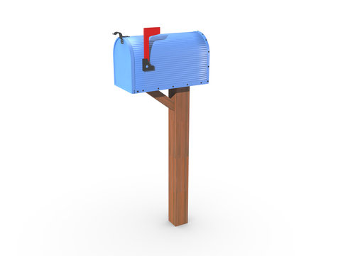 3D Rendering of a blue Mailbox closed