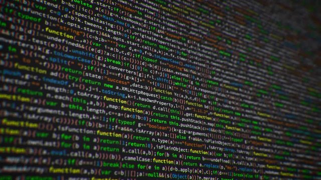 Computer Coding Javascript and HTML for the Web in Closeup Loop