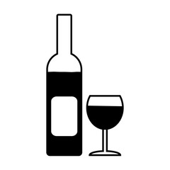 Bottle and glasse symbol icon.