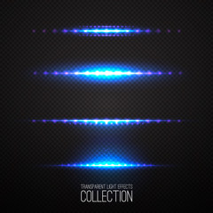 Glowing light effcets collection  isolated on transparent Vector illustration .