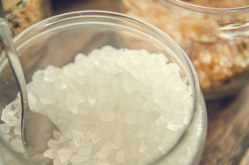 Various types of sugar, brown sugar and white