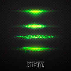 Glowing light effcets collection  isolated on transparent Vector illustration .