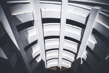 A view of spiral parking lot, abstract view from top.