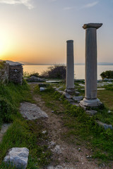 Sunset on Evraiokastro Archaeological Site, Thassos town, East Macedonia and Thrace, Greece 