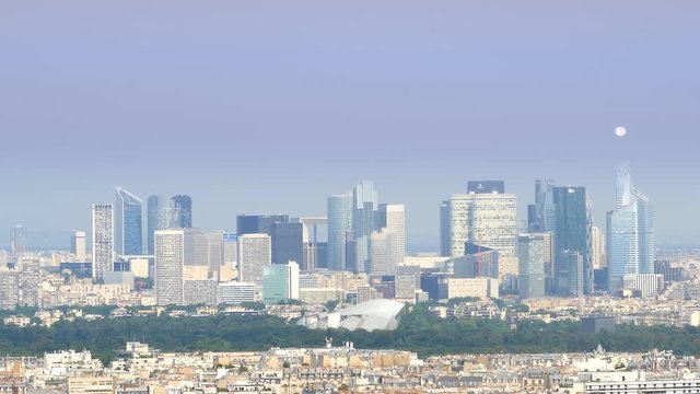 skyline paris view of financial and business district of La Defense aerial