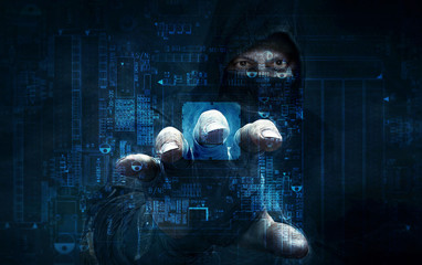 dangerous hacker stealing data -concept - obrazy, fototapety, plakaty