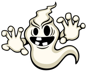 Obraz premium Vector illustration of a spooky but fun cartoon ghost.