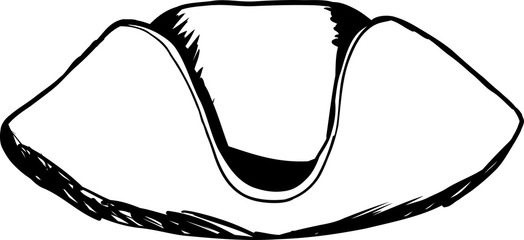 Tricorn hat as outline sketch