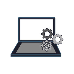 Fototapeta premium flat design computer and gears icon vector illustration 