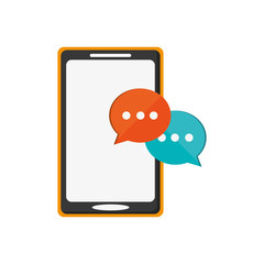 flat design modern cellphone and conversation bubble icon vector illustration