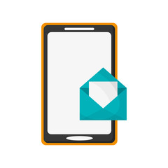 flat design modern cellphone and envelope  icon vector illustration