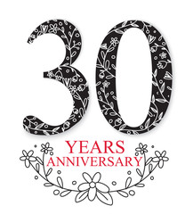 Anniversary Celebration Design with decorative Floral elements