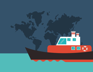 Obraz premium flat design ship or boat emblem image vector illustration