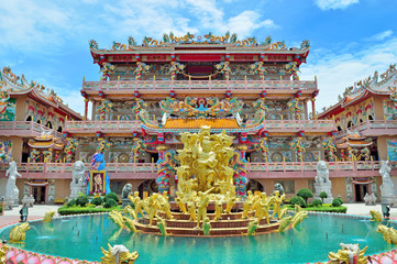 Golden statue of Naja god in Naja statue Chinese Shrine