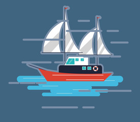 sail boat emblem image vector illustration design 