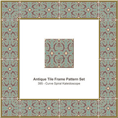 Antique tile frame pattern set_395 Curve Spiral Kaleidoscope
