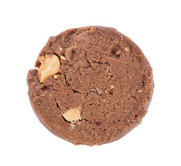 Chocolate chip cookie on white background