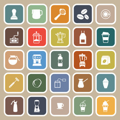 Barista flat icon on brown background