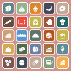 Bakery flat icons on pink background