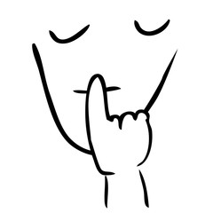 Hand Draw Sketch - Keep Silent and Secret Sign, isolated on white
