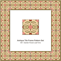 Antique tile frame pattern set_461 Garden Flower Leaf Vine