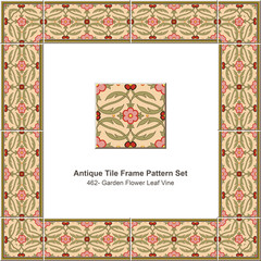 Antique tile frame pattern set_462 Garden Flower Leaf Vine